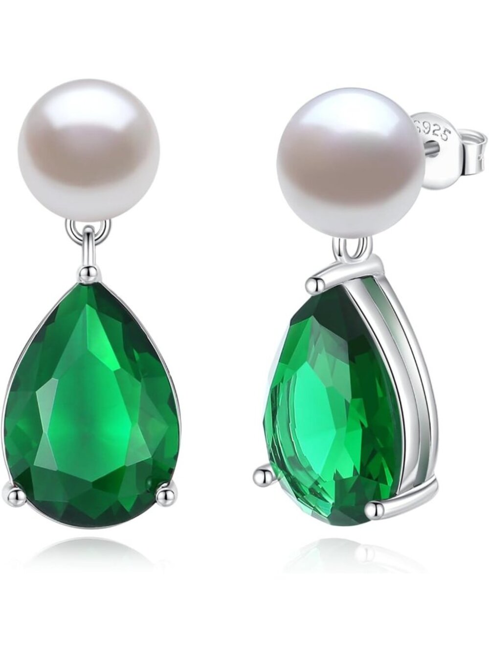 Elegant Pearl Studs & Zircon Birthstone Dangle Earrings for Women - Perfect